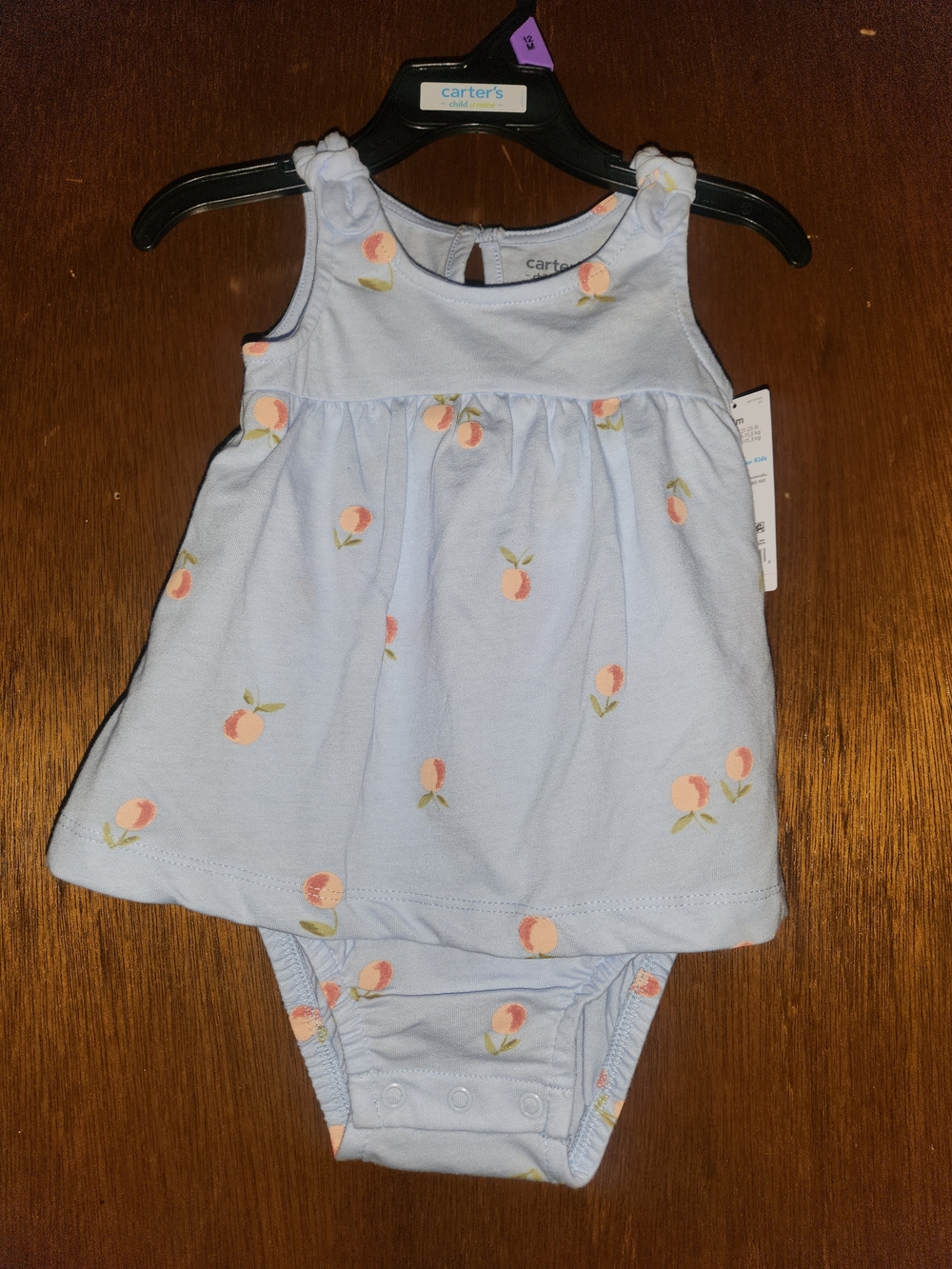 Carter's Light Blue Peach Print Baby Dress & Bodysuit